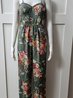 BOG Collection Floral Bustier Jumpsuit- Green Floral